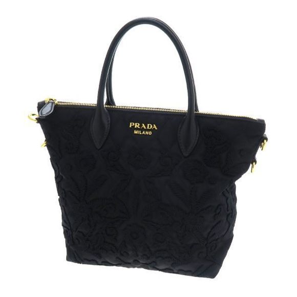 Prada Tessuto Flower Nylon Black - Picture 1 of 9